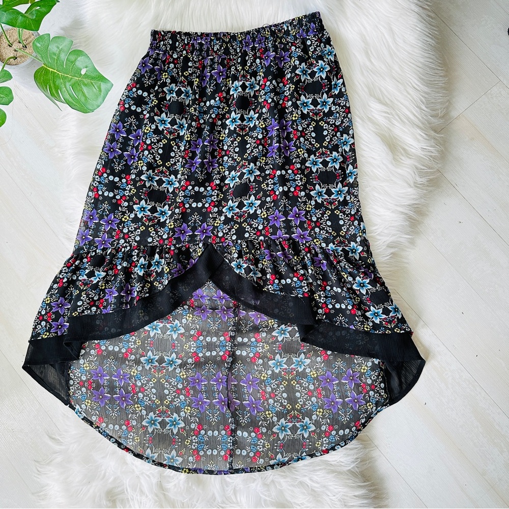 5x$25 D-Signed Special Edition Floral High Low Hem Midi Skirt, 10-12